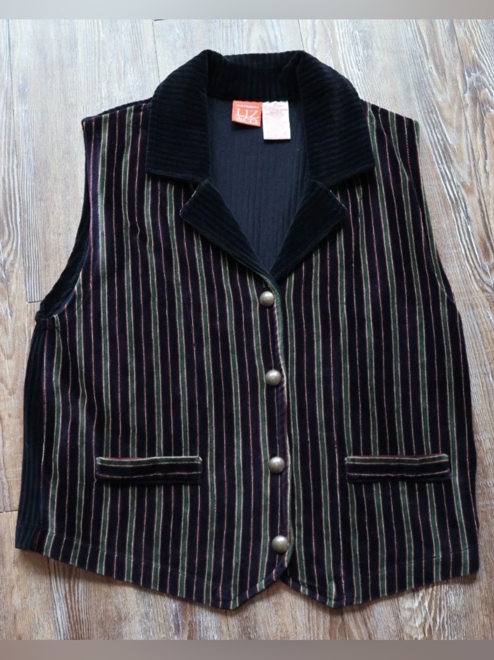 Vintage Liz Claiborne Liz & Co Womens Whimsigoth Velvet Stripe Vest Top M